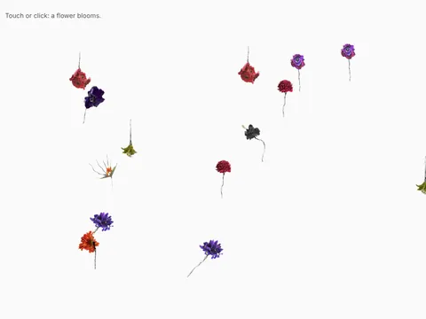 Flores dispersas sobre una página blanca.