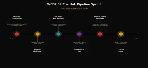 Timeline of the week in six steps, from the search for a dataset to a live control panel.